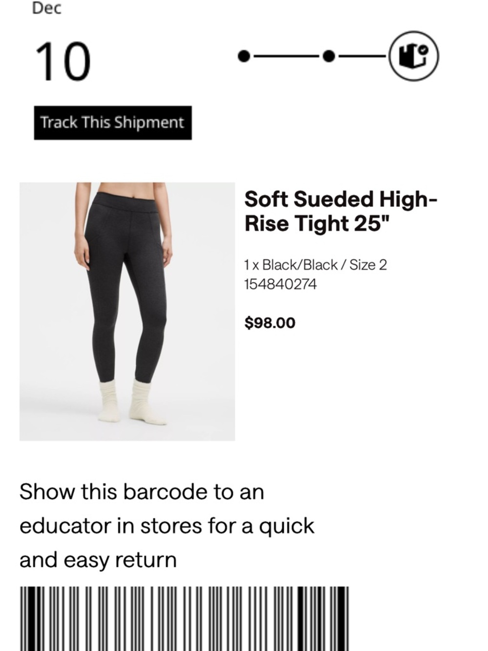 Soft Sueded High-Rise Tight 25" - Black